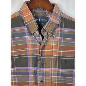 Vintage Polo Ralph Lauren Men’s Brown Plaid Button Down Shirt Sz XL